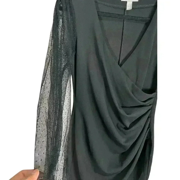 ASOS Design Ballon Sleeve Dobby Mini Dress In Black Size 4 NWOT - Picture 5 of 10